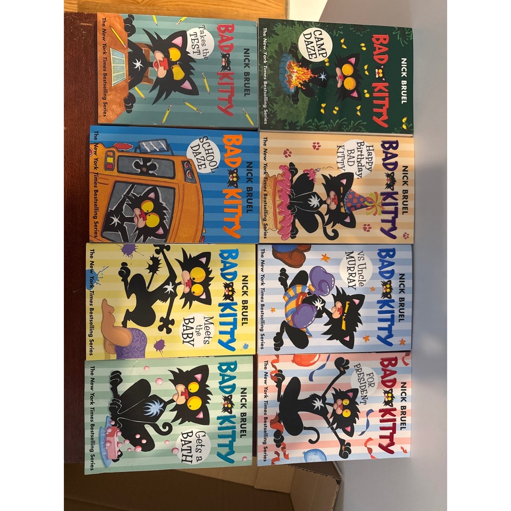 Bad Kitty Nick Bruel 8 Book Lot Paperback Chapter Books Kids Childrens Fiction